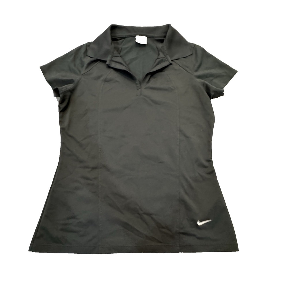 Nike Fit Dry Women's Medium Black Polo Tennis Golf Athletic Sport